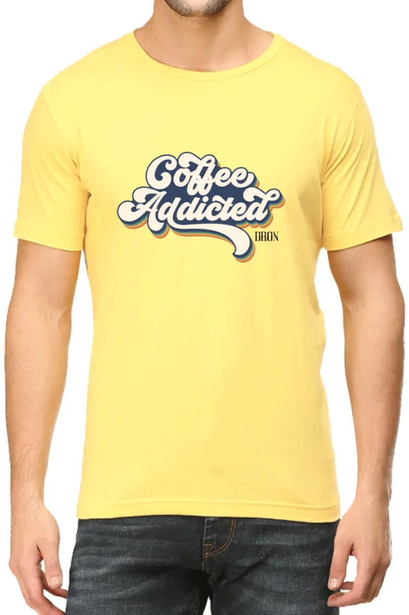 Men's Tshirt - DRON COFFEE ADDICTED - ABA55 Yellow