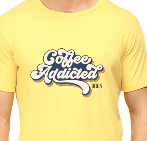 Men's Tshirt - DRON COFFEE ADDICTED - ABA55 Yellow