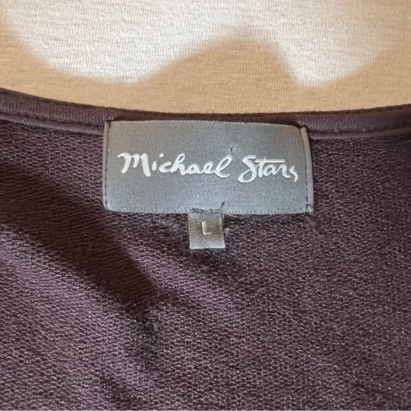 Michael Stars Leather Mixed Moto Lightweight Zip Jacket, Chocolate Brown, Large
