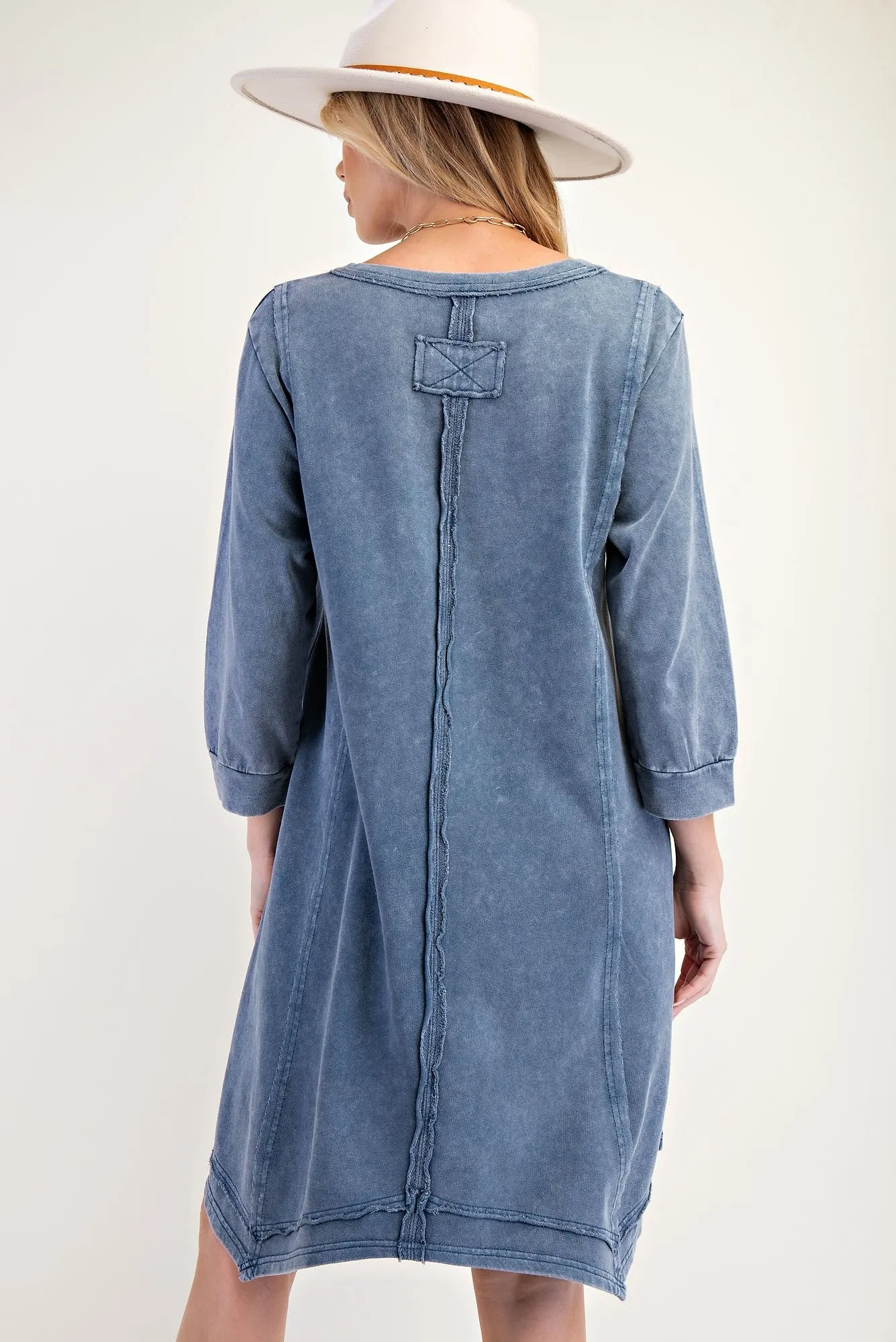 Mineral Washed Terry Dress - Denim