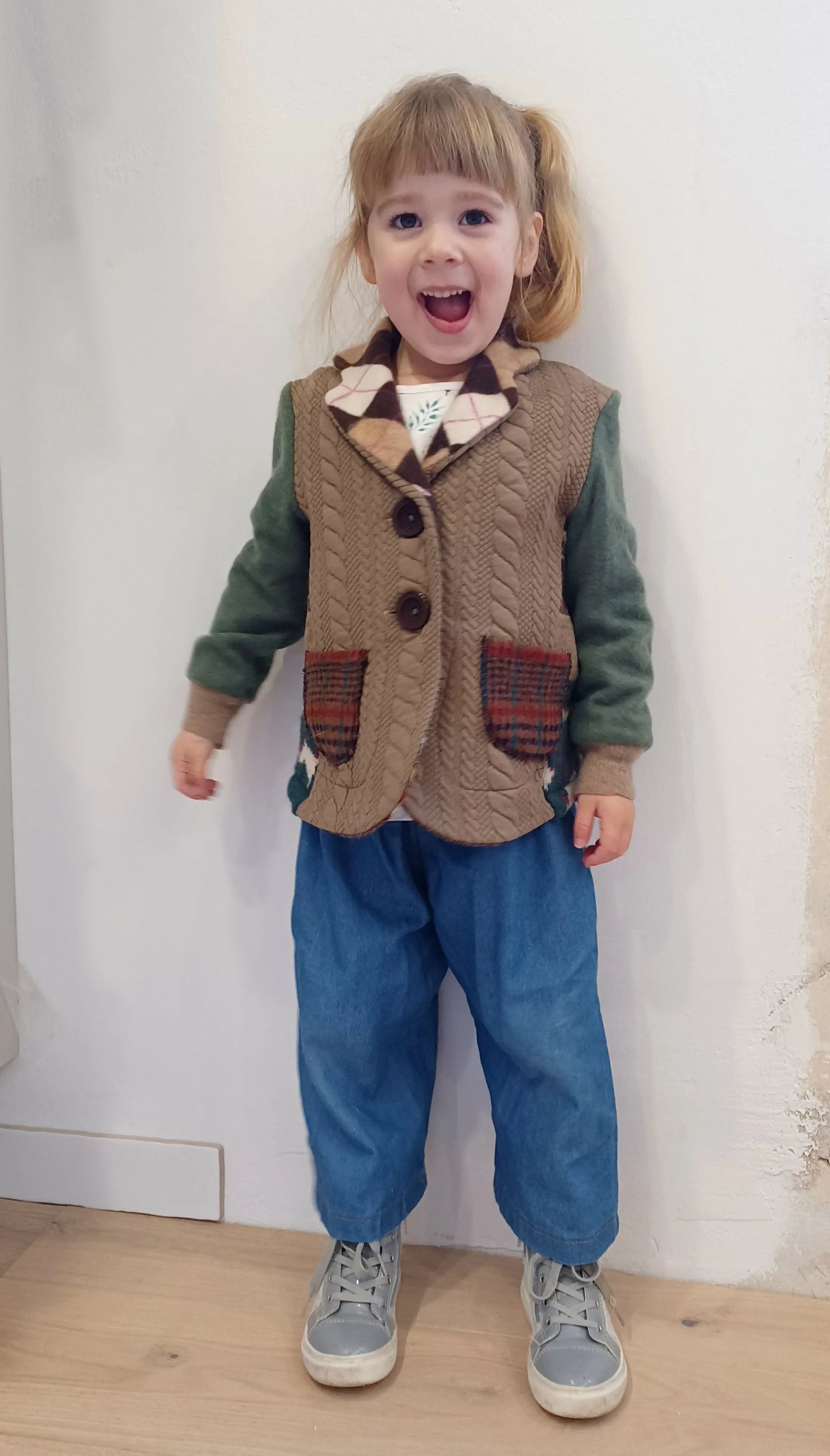 Mini Argyle Sparrow Upcycled Sweater Blazer