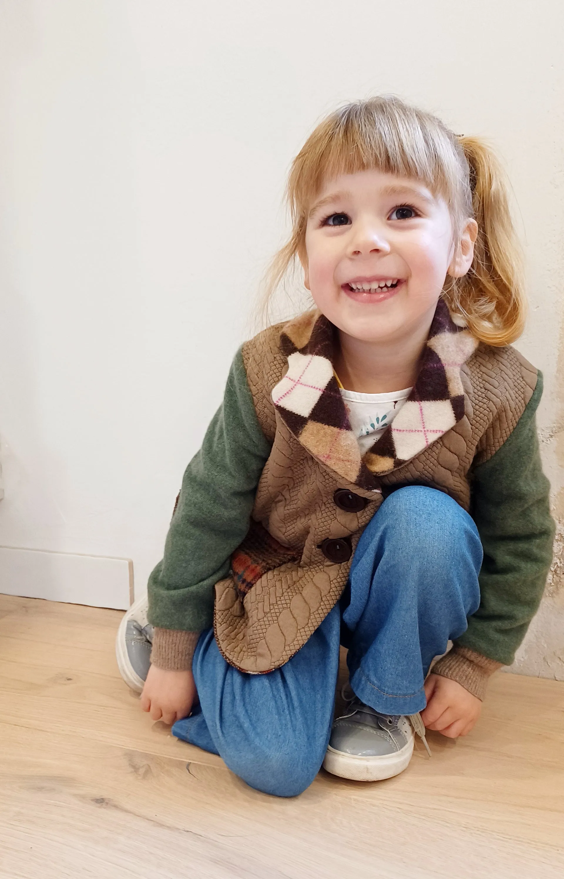 Mini Argyle Sparrow Upcycled Sweater Blazer