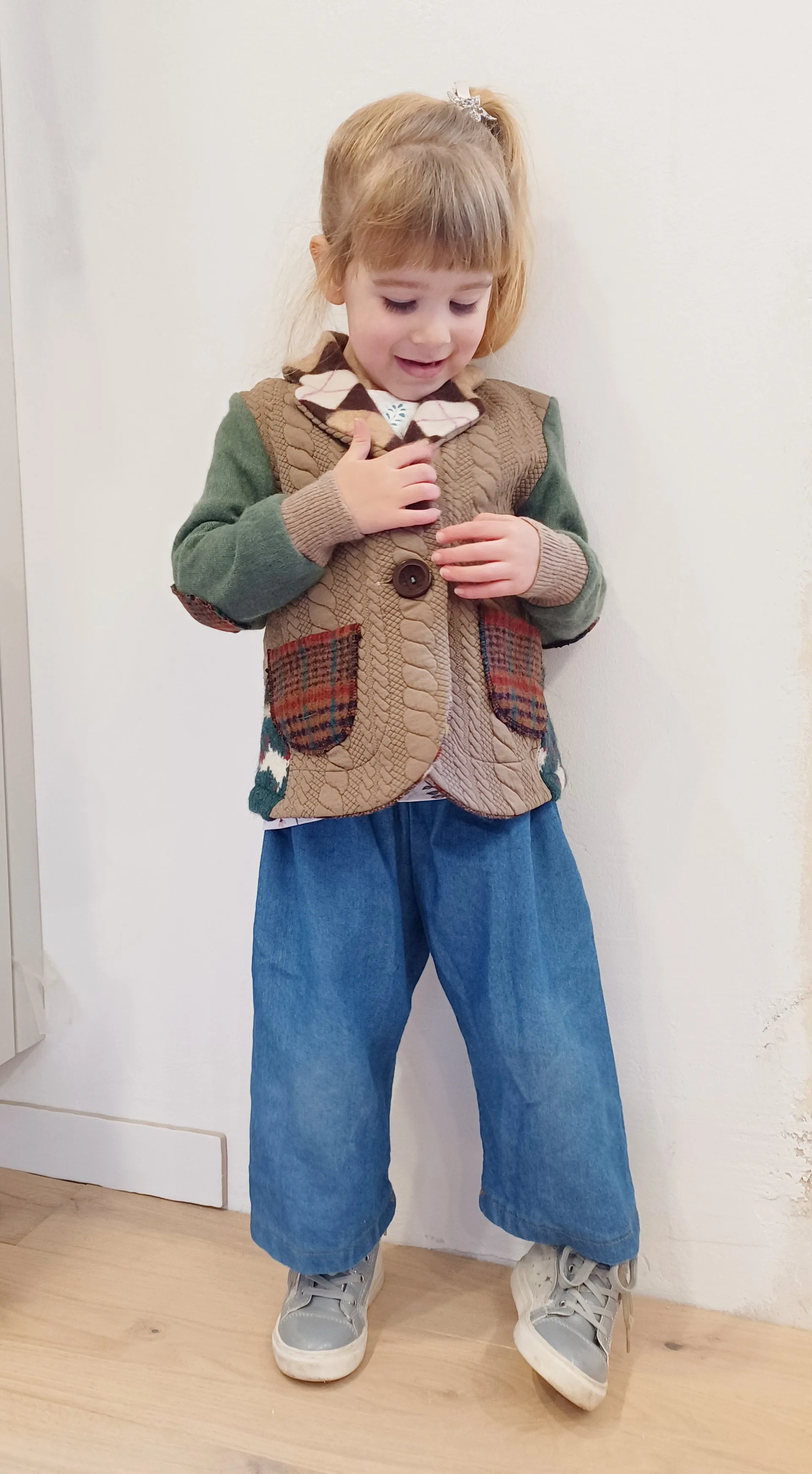 Mini Argyle Sparrow Upcycled Sweater Blazer