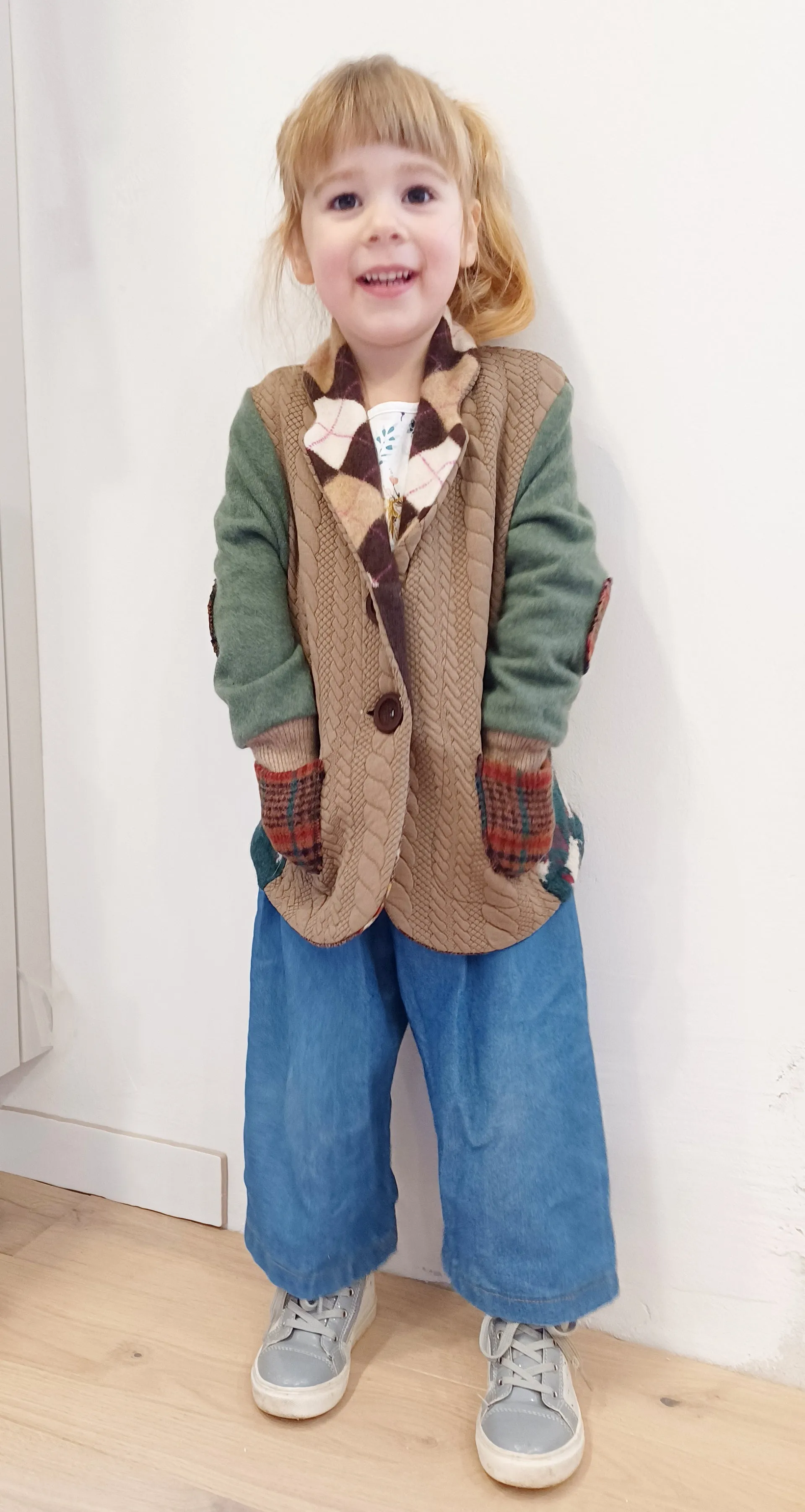 Mini Argyle Sparrow Upcycled Sweater Blazer
