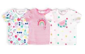 Minoti Girls T-shirt 3-Pack Berry Pink (3-6mths)
