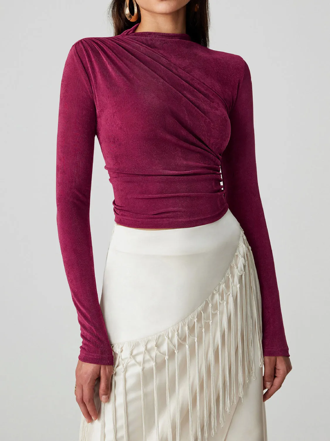 Mock Neck Long Sleeve T-Shirt