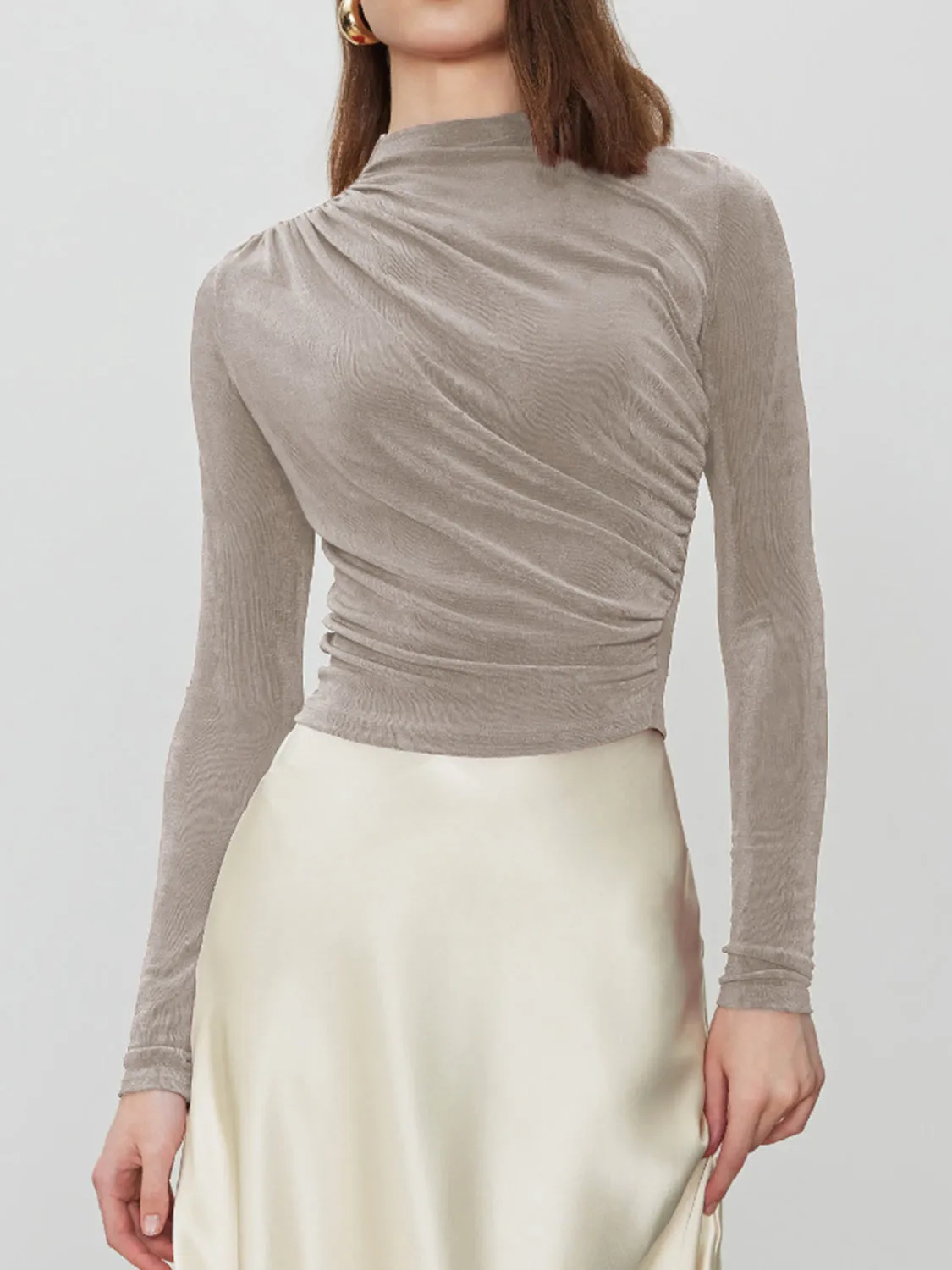Mock Neck Long Sleeve T-Shirt