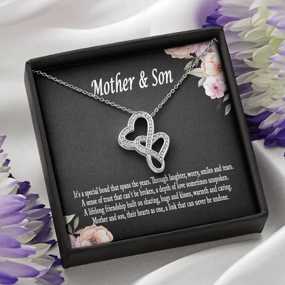 Mother and Son Necklace, Mother Son Forever Linked Heart Necklace Gift for Mom, Son Gift to Mom