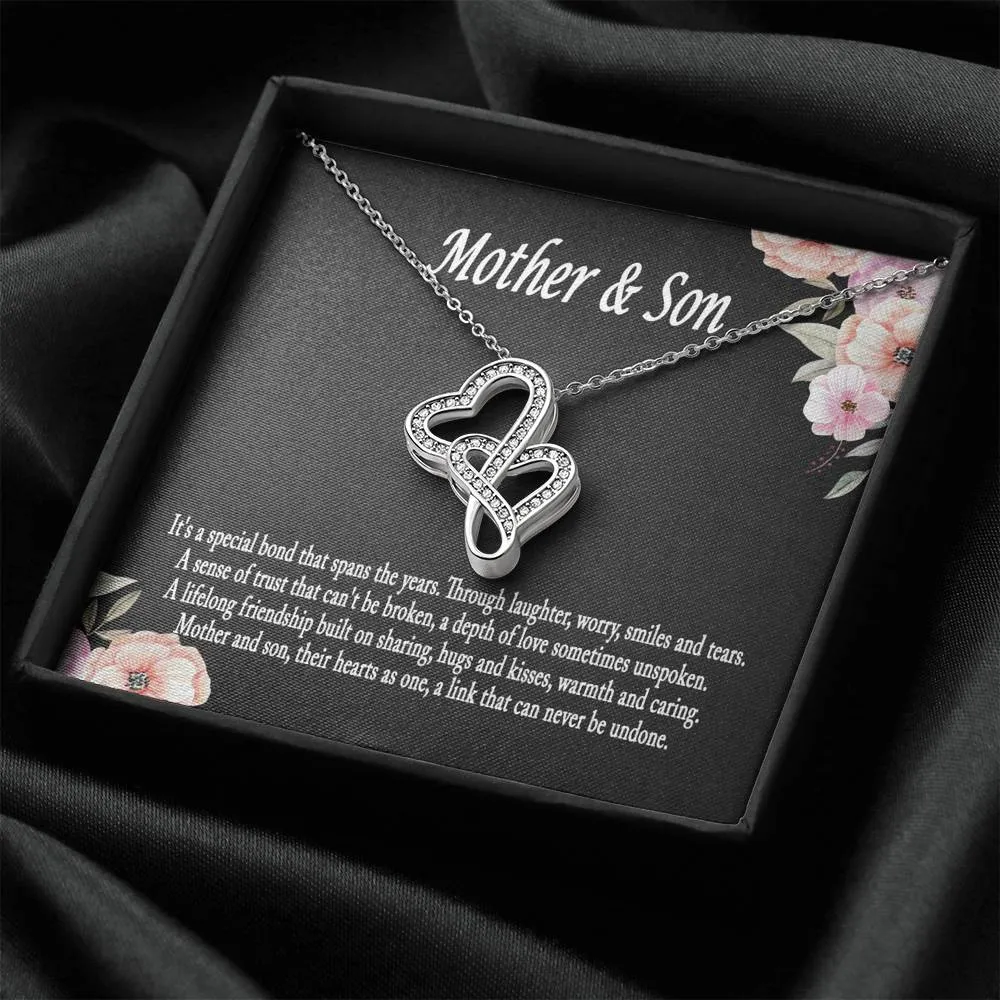 Mother and Son Necklace, Mother Son Forever Linked Heart Necklace Gift for Mom, Son Gift to Mom