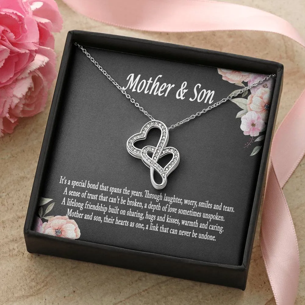 Mother and Son Necklace, Mother Son Forever Linked Heart Necklace Gift for Mom, Son Gift to Mom