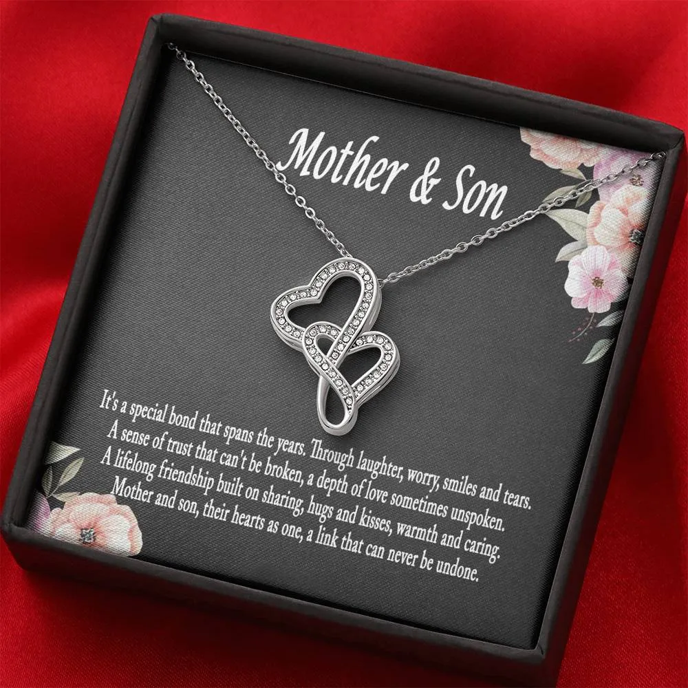 Mother and Son Necklace, Mother Son Forever Linked Heart Necklace Gift for Mom, Son Gift to Mom