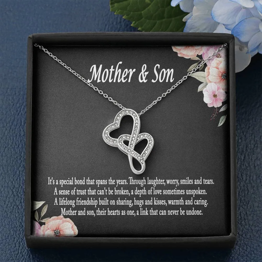 Mother and Son Necklace, Mother Son Forever Linked Heart Necklace Gift for Mom, Son Gift to Mom