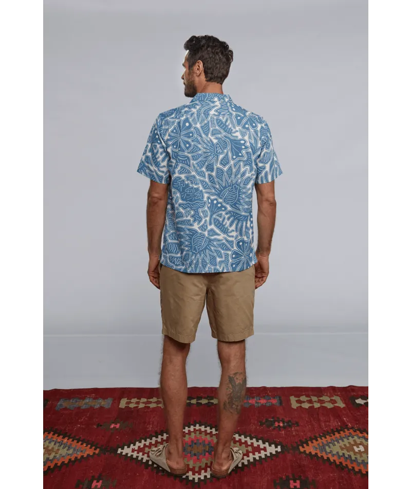 M's Tidal Threads Camp Shirt - Bees and Flowers / Still Blue