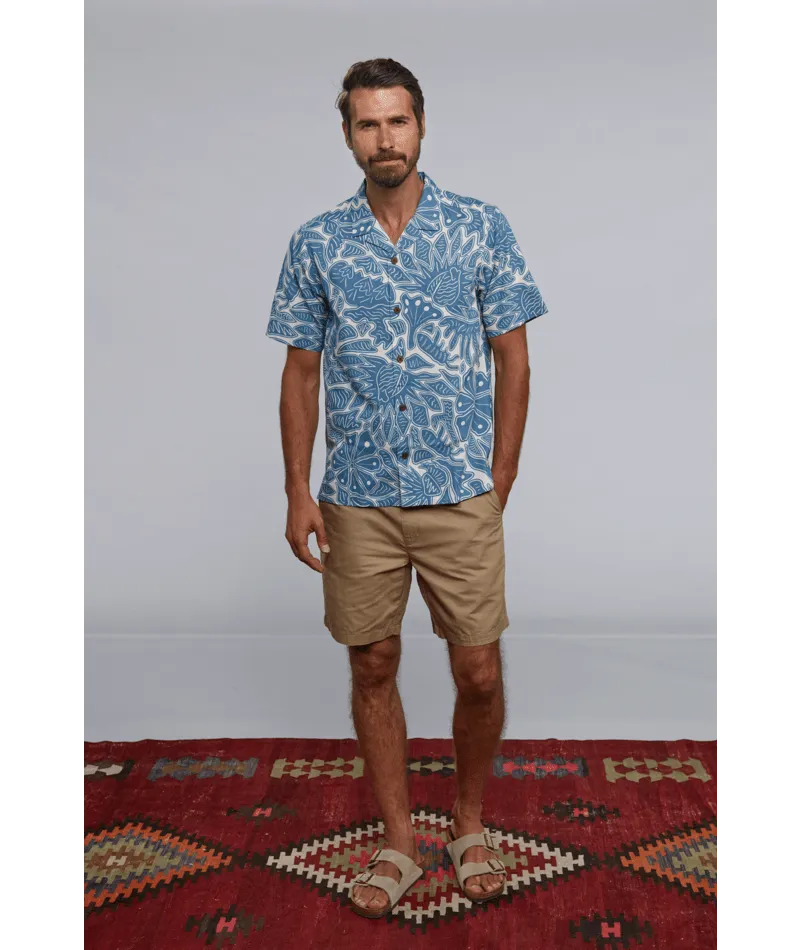 M's Tidal Threads Camp Shirt - Bees and Flowers / Still Blue