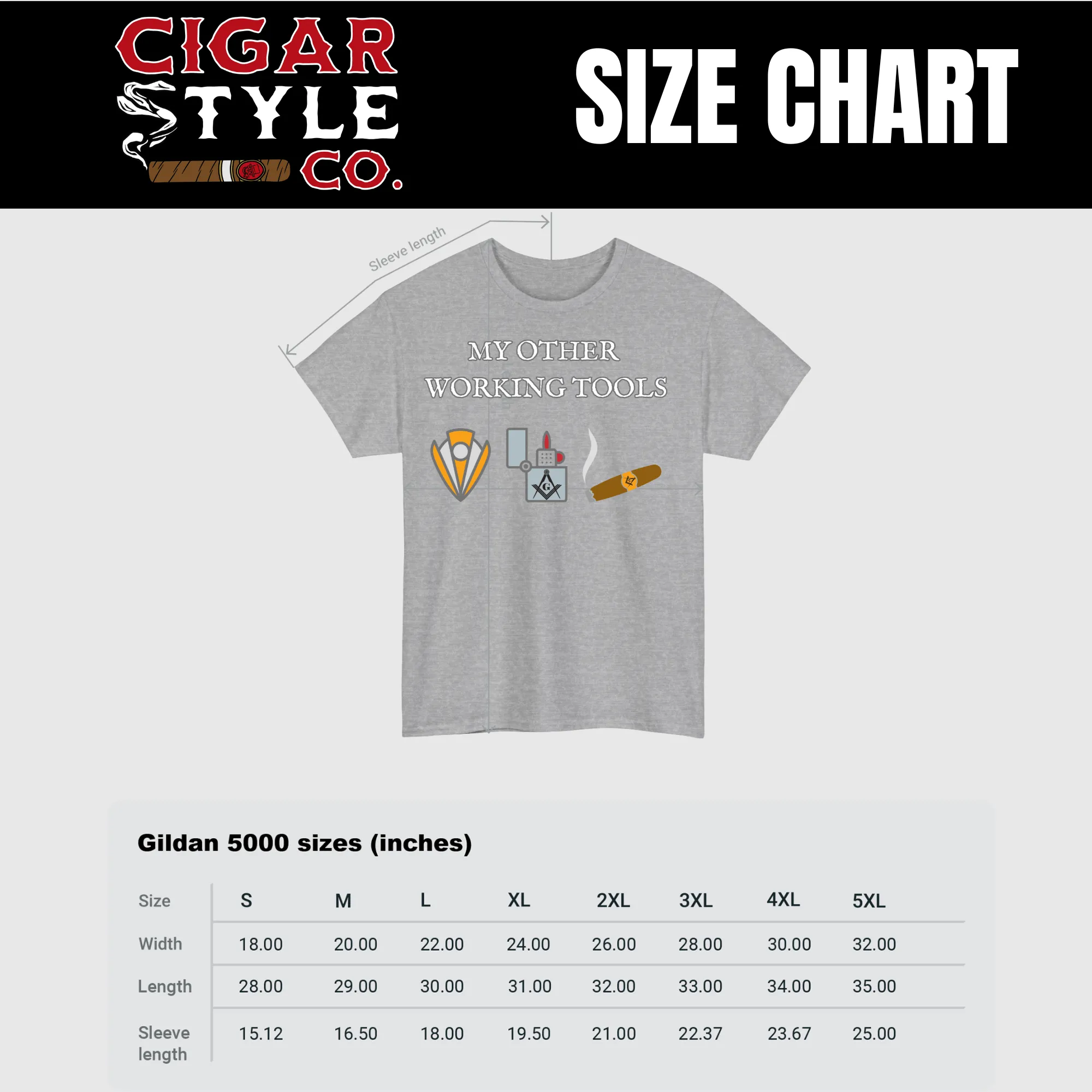 My Other Working Tools Masonic Cigar T-Shirt