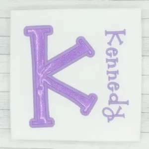 Name Shirt Purple Glitter Letter