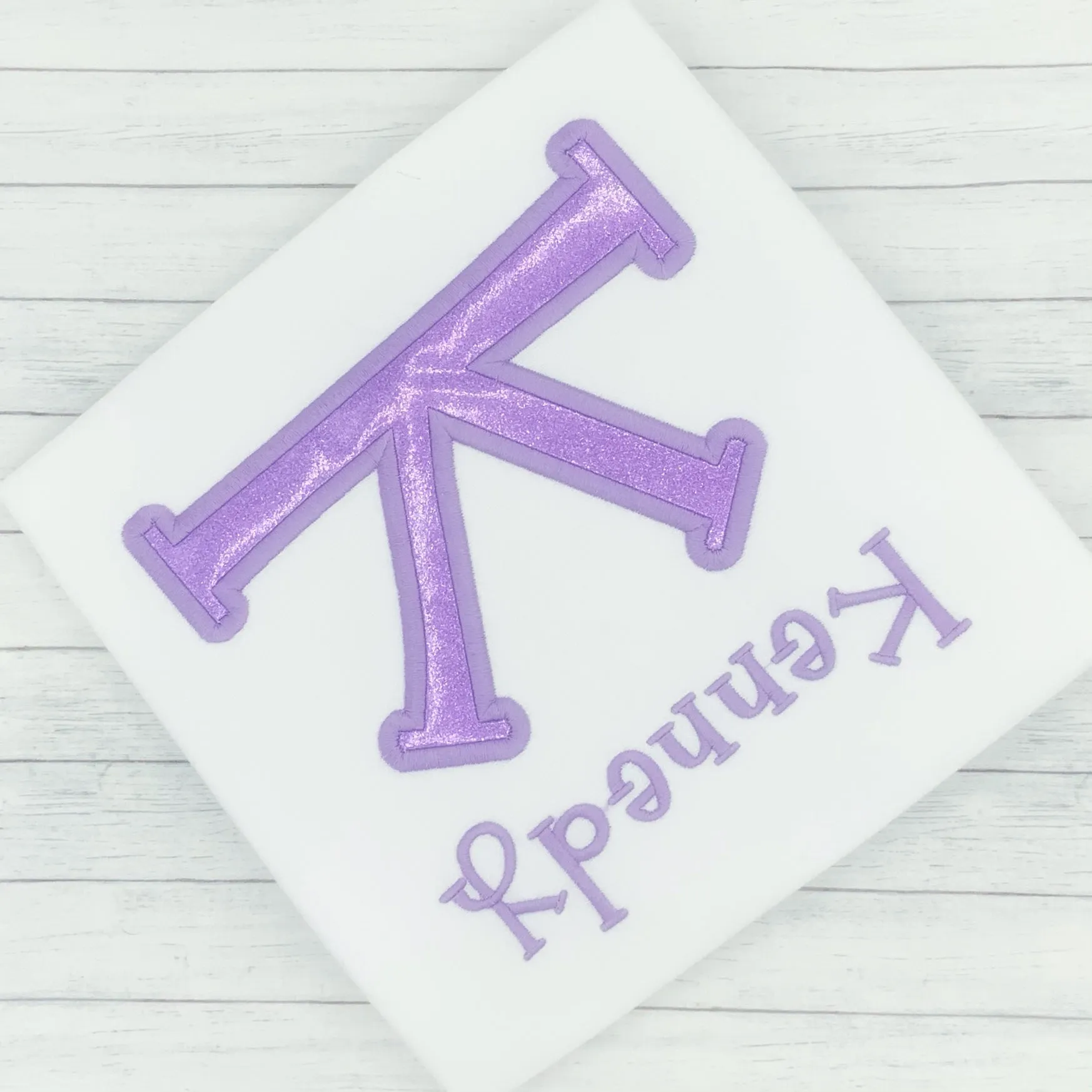 Name Shirt Purple Glitter Letter