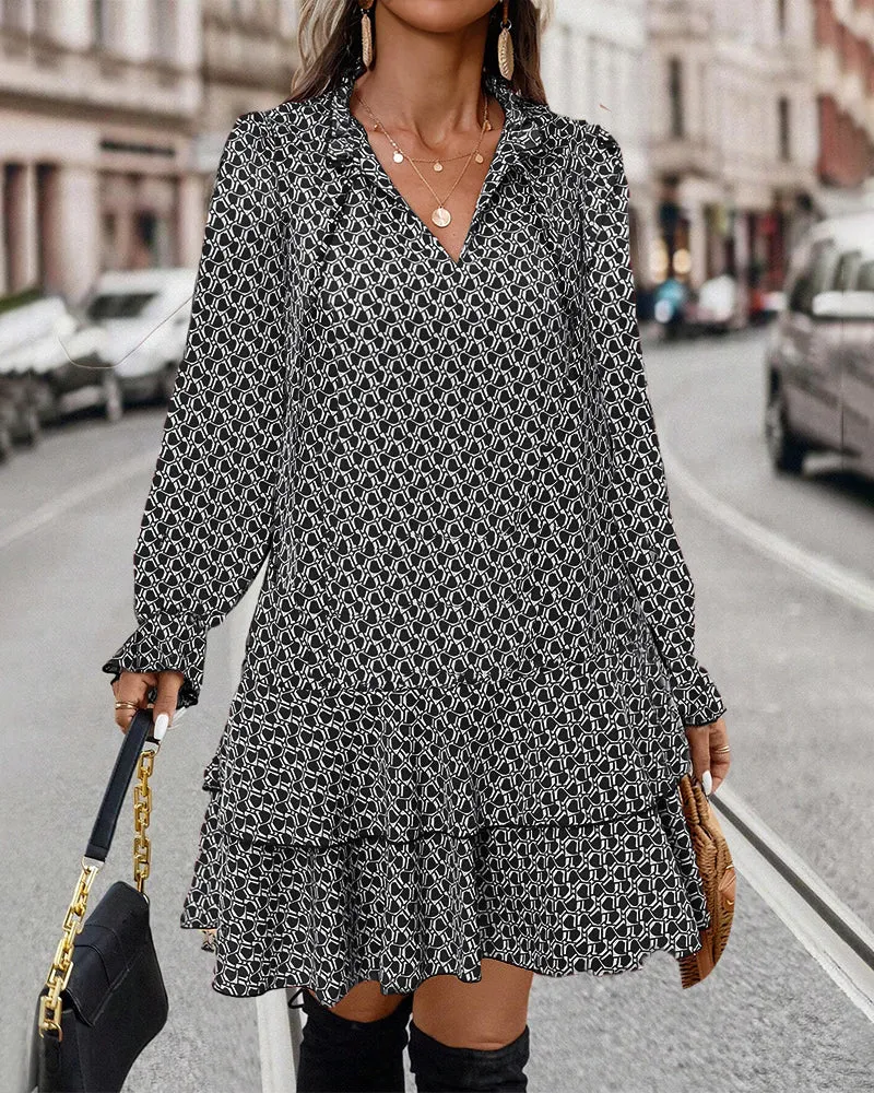 Noinín I Printed Long-Sleeve Dress