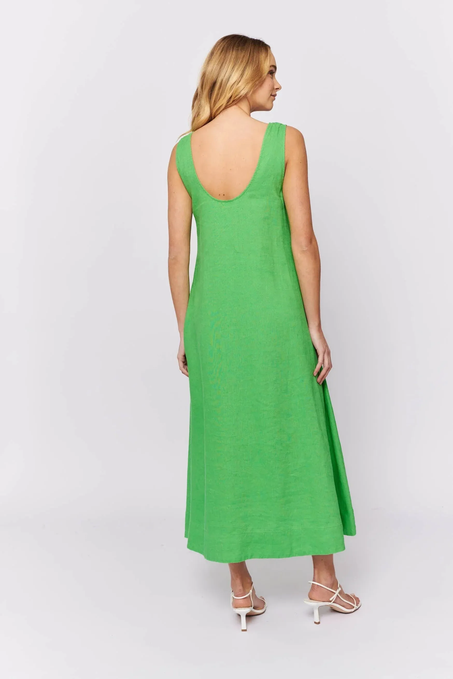 Nova Dress in Evergreen Linen