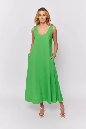 Nova Dress in Evergreen Linen
