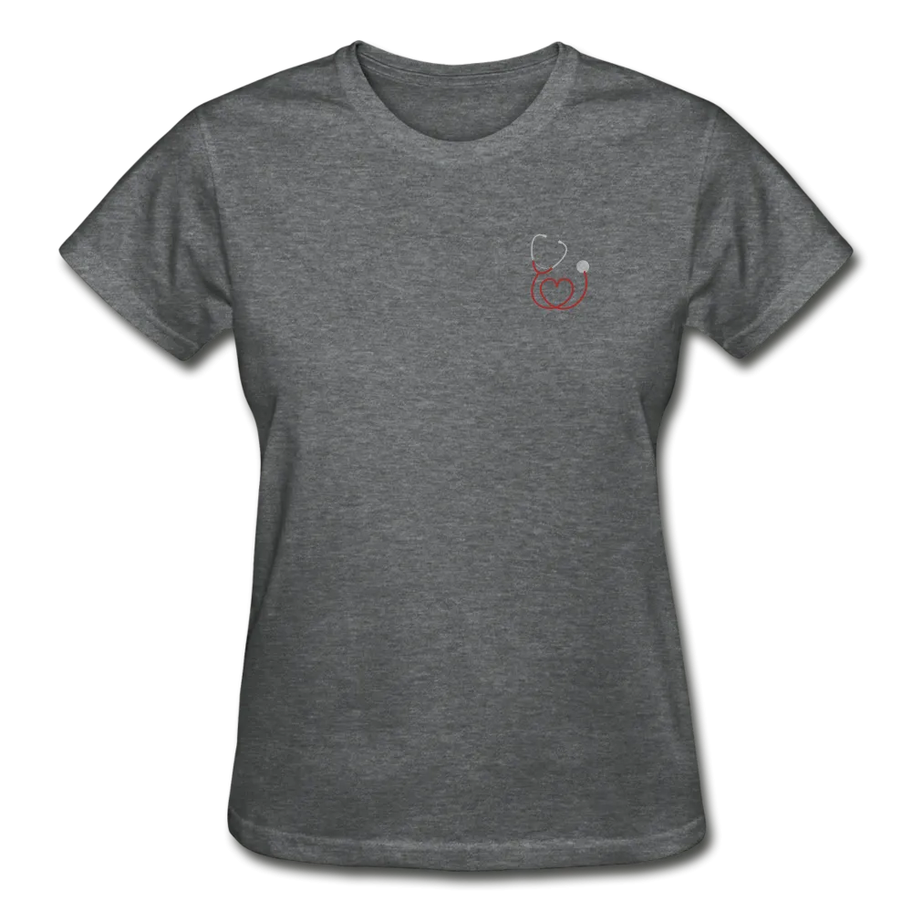 Nurse Flag Red Stethoscope Front Gildan Ultra Cotton Ladies T-Shirt