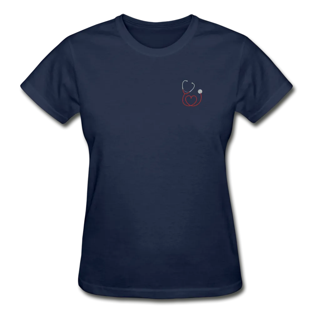 Nurse Flag Red Stethoscope Front Gildan Ultra Cotton Ladies T-Shirt