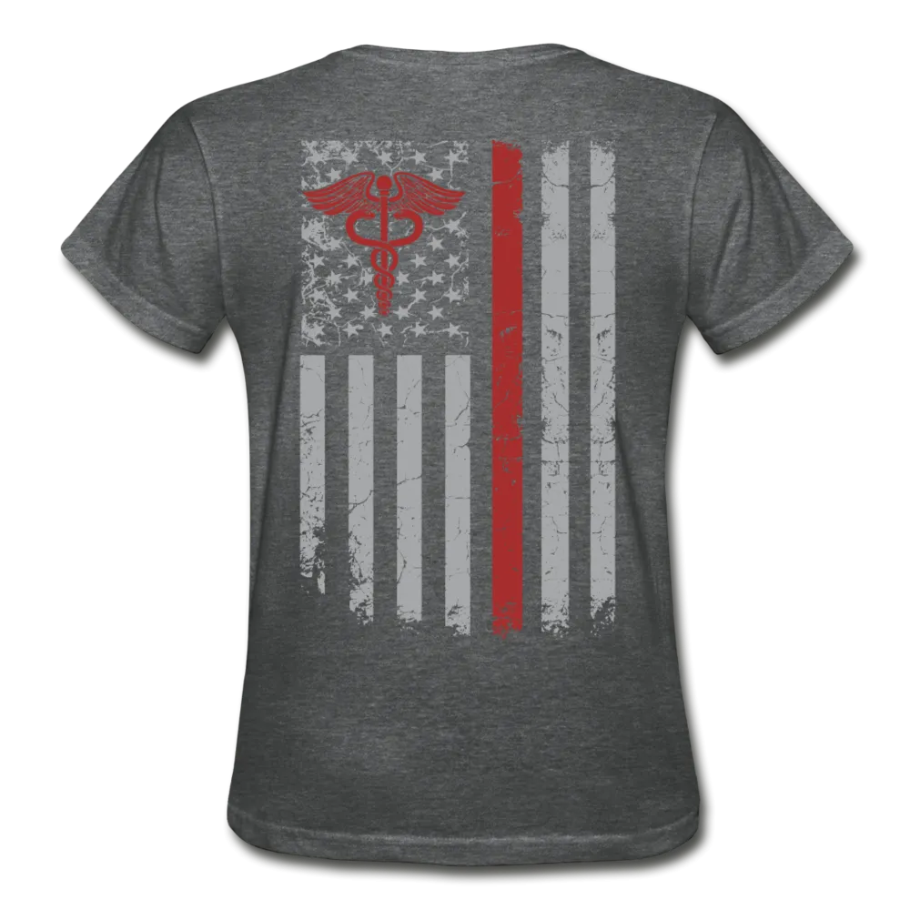 Nurse Flag Red Stethoscope Front Gildan Ultra Cotton Ladies T-Shirt