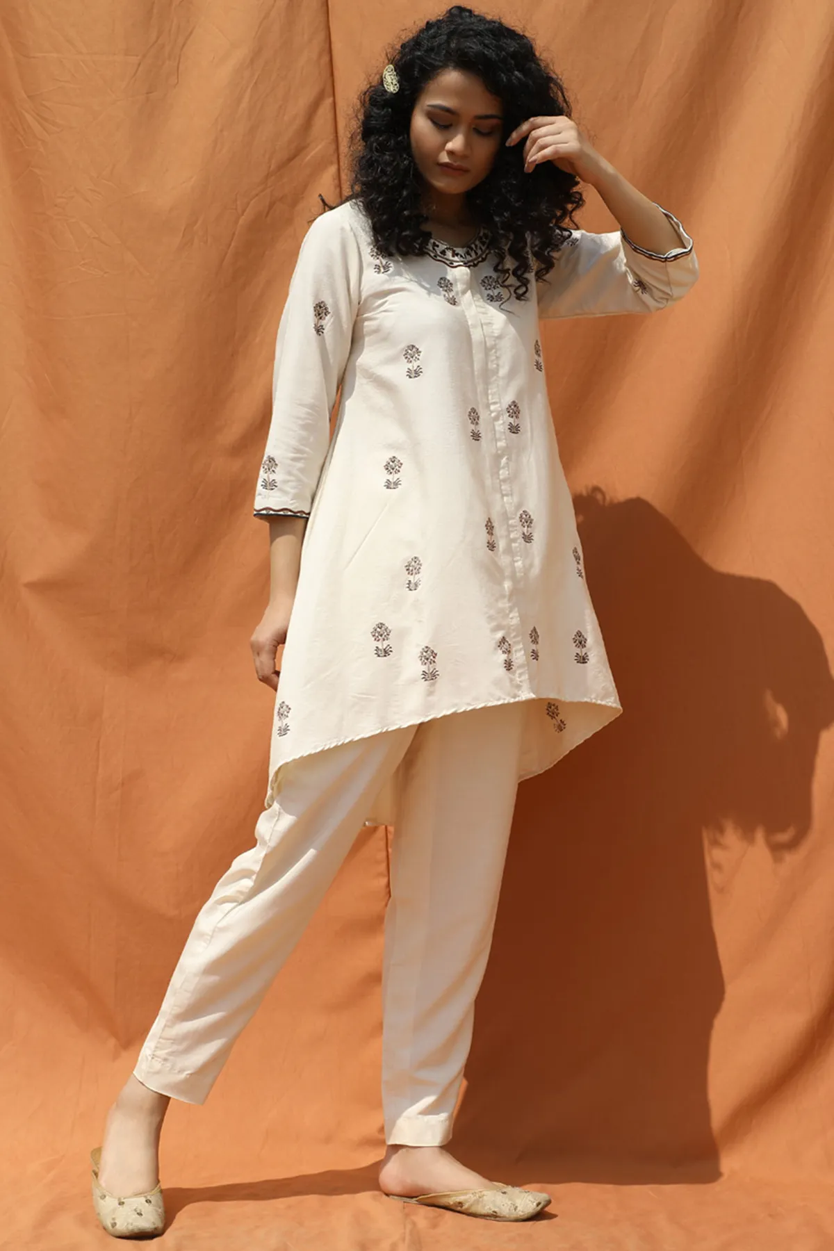 Off-White Tunic Top & Pants Set