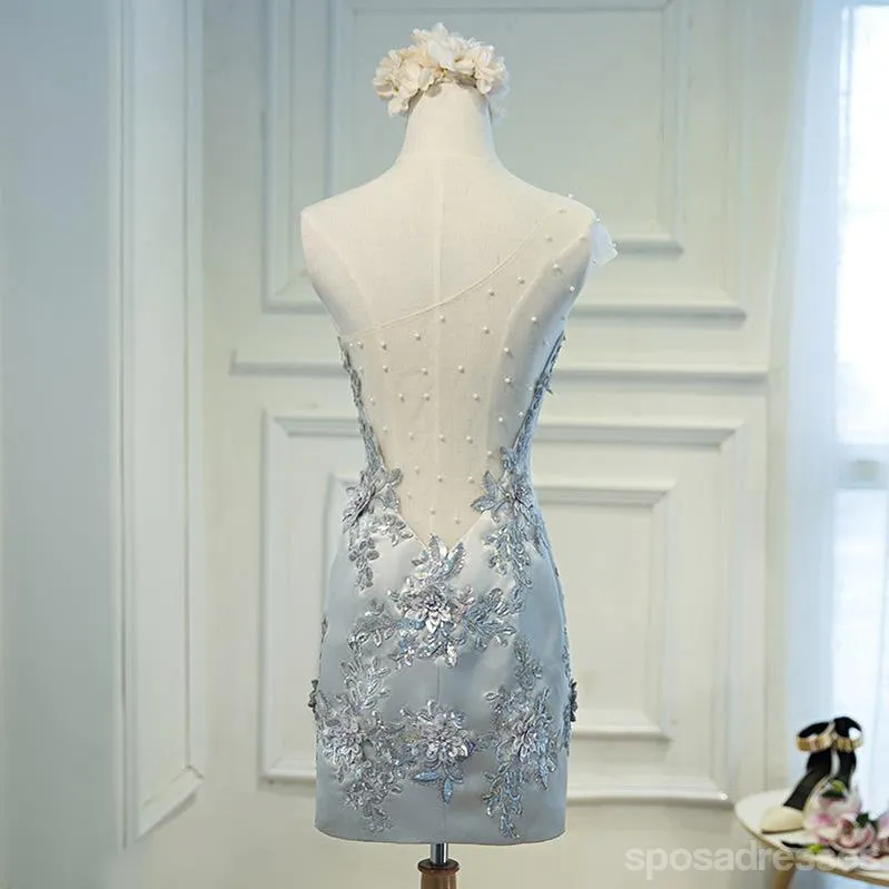 One Shoulder Grey Mermaid Tight Short Homecoming Dresses Online, CM691