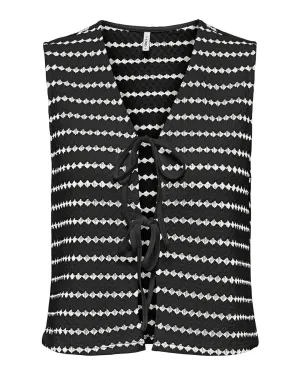 Only Black Striped Tie-front Knit Vest
