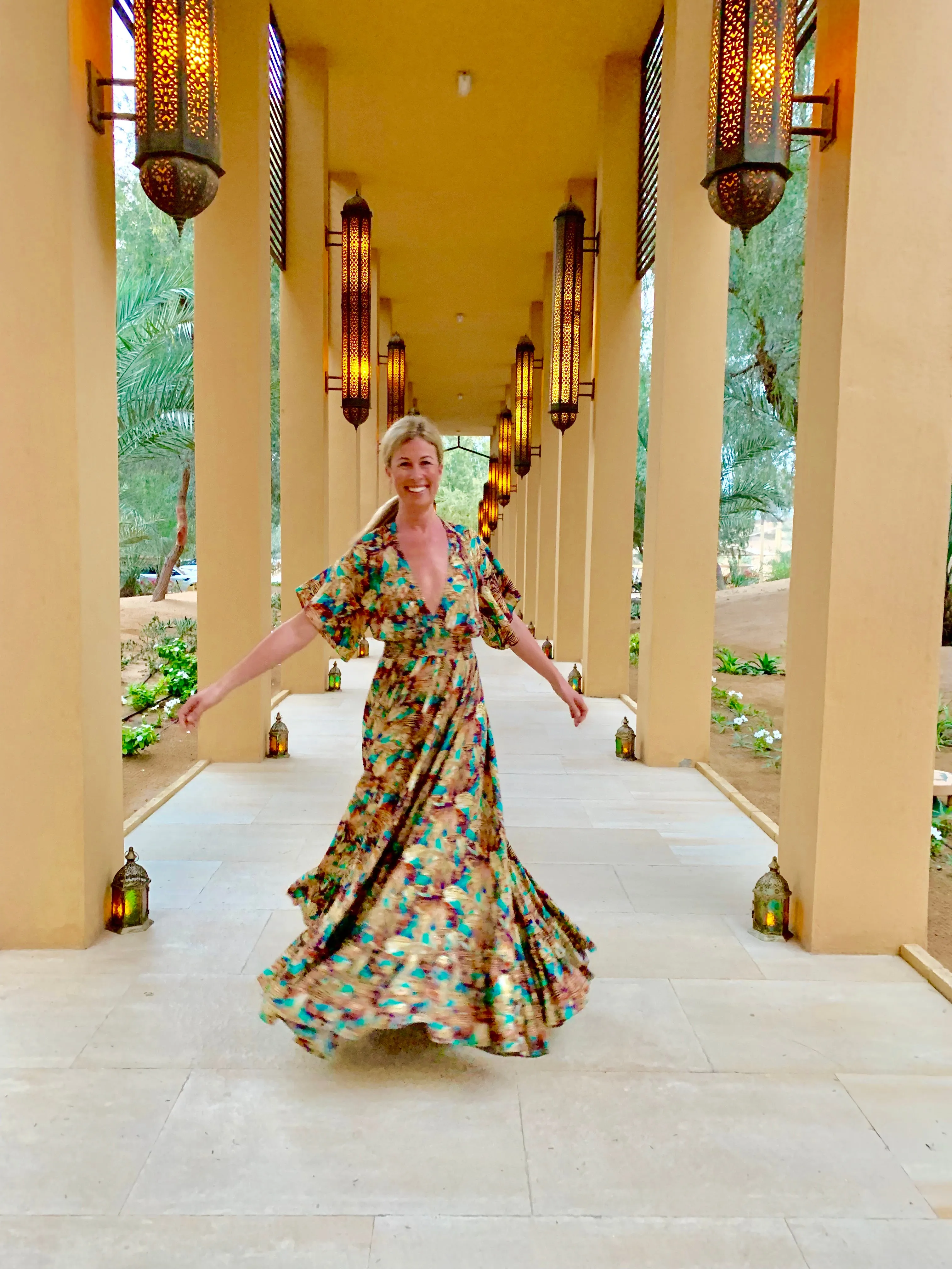 Open back maxi dress with sleeves