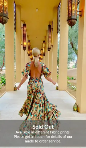 Open back maxi dress with sleeves