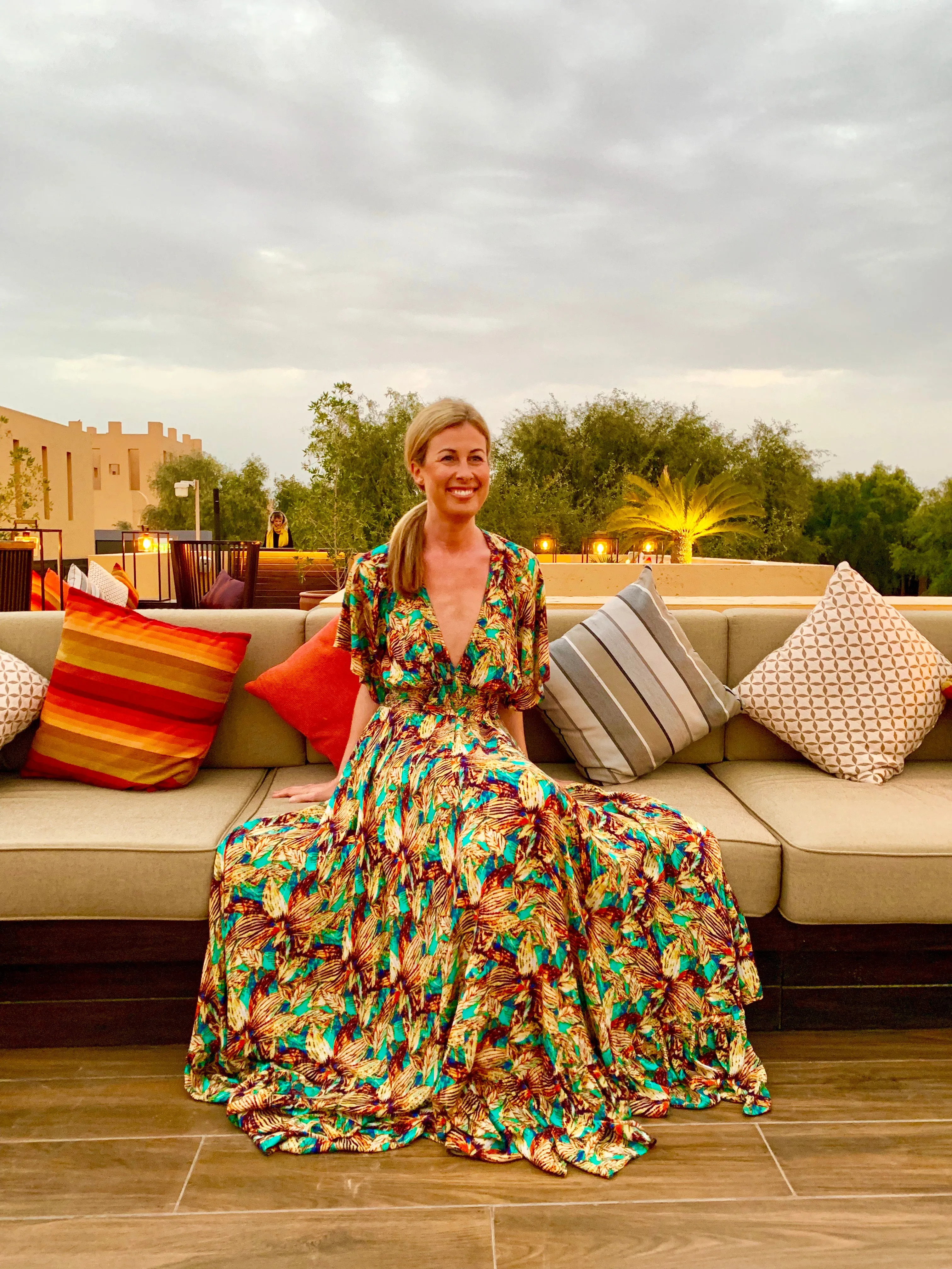 Open back maxi dress with sleeves