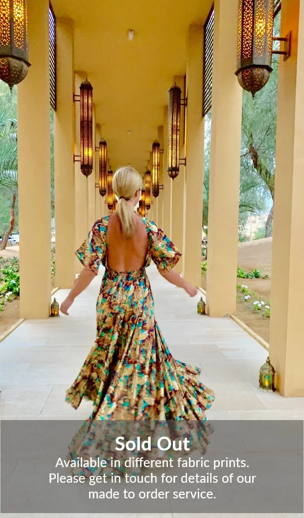 Open back maxi dress with sleeves