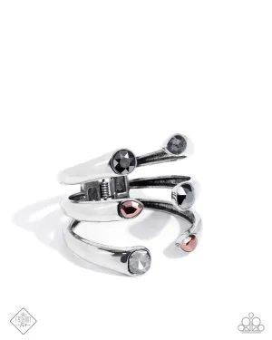 Opulent Obeisance - Multi Gem Silver Hinge Bracelet - December 2024 Magnificent Musings