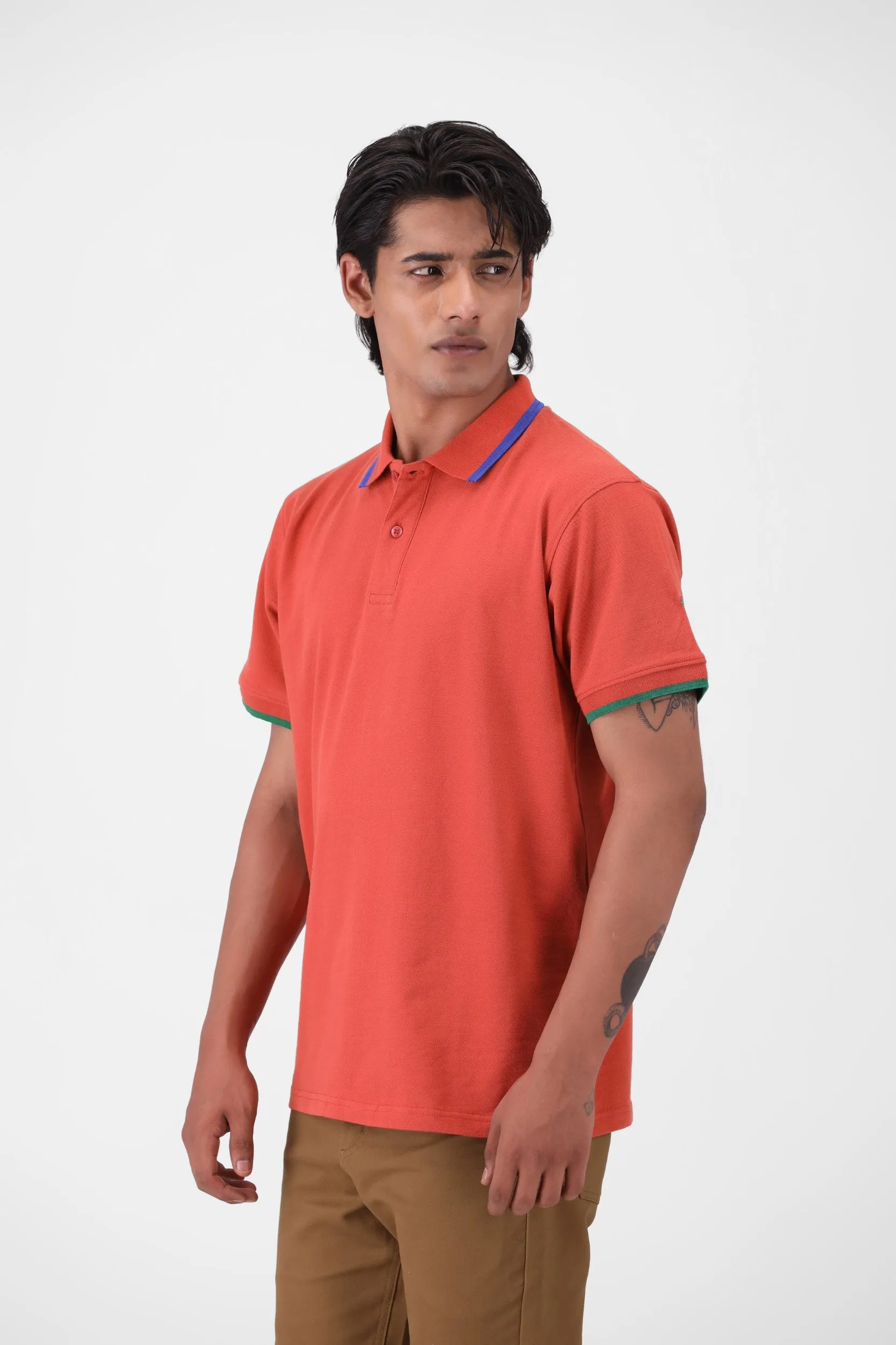 Orange Basic Polo Shirt