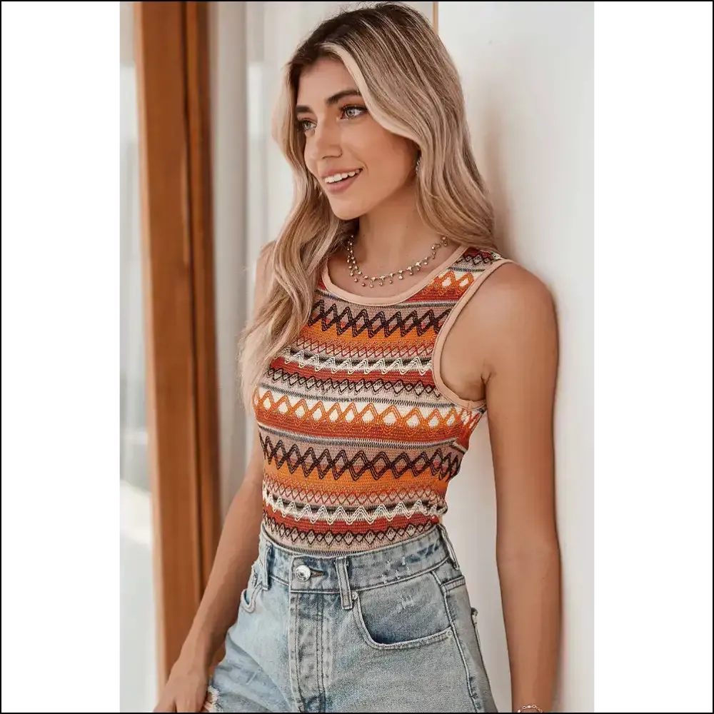 Orange you Glad It's a Chic Orange Boho Geometric Striped Tank? 🧡
