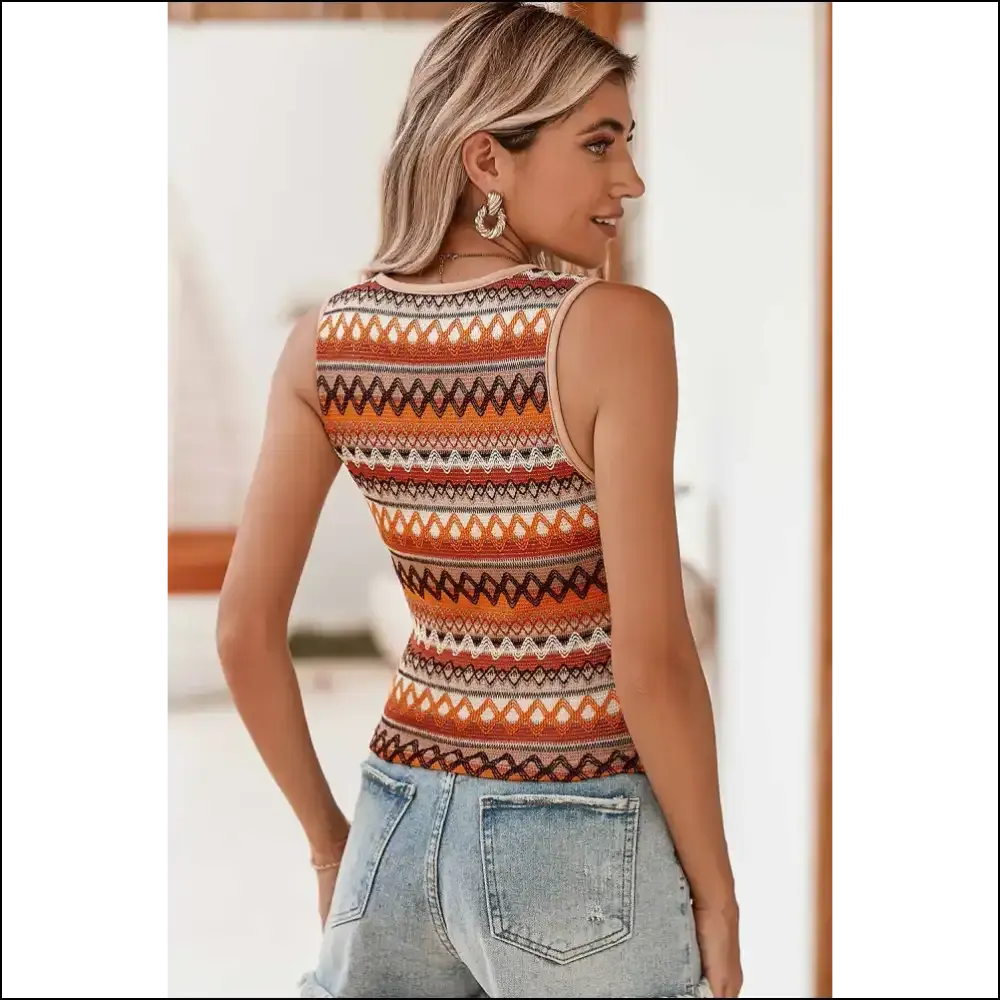 Orange you Glad It's a Chic Orange Boho Geometric Striped Tank? 🧡
