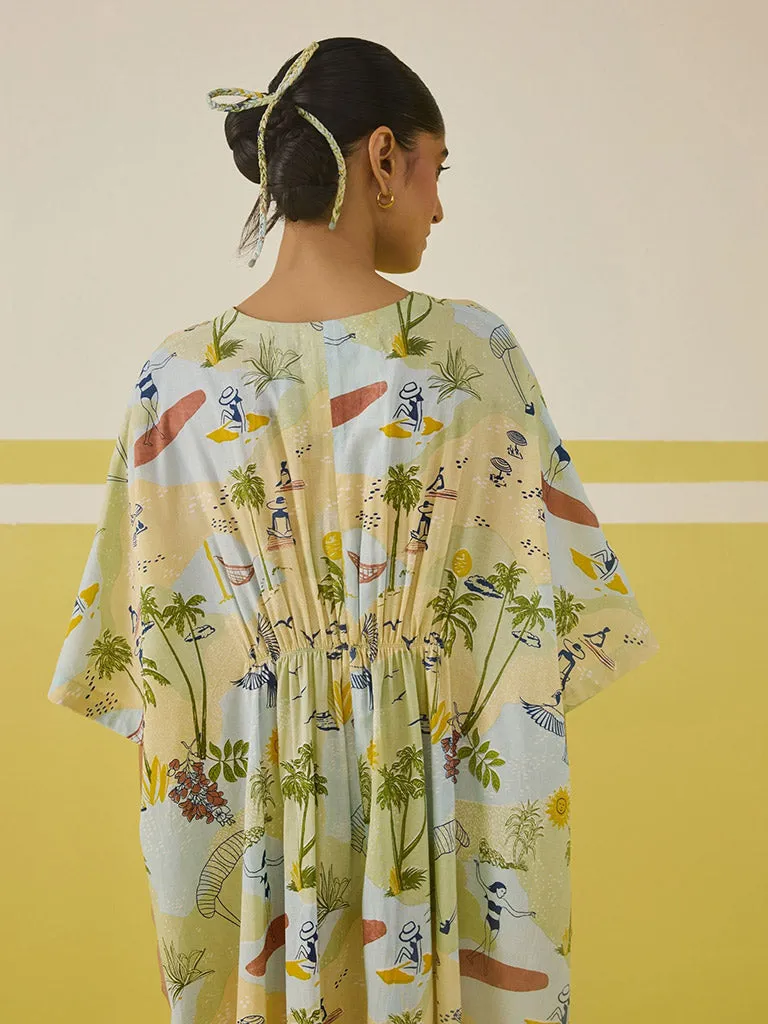 Palmy Summer Kaftan Dress