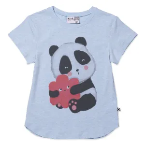 Panda Hug Tee- Cornflower Marle