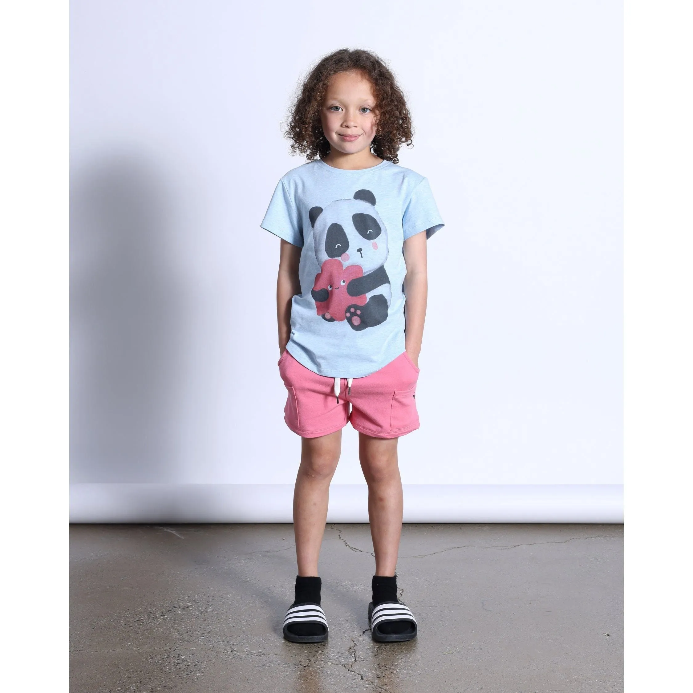 Panda Hug Tee- Cornflower Marle