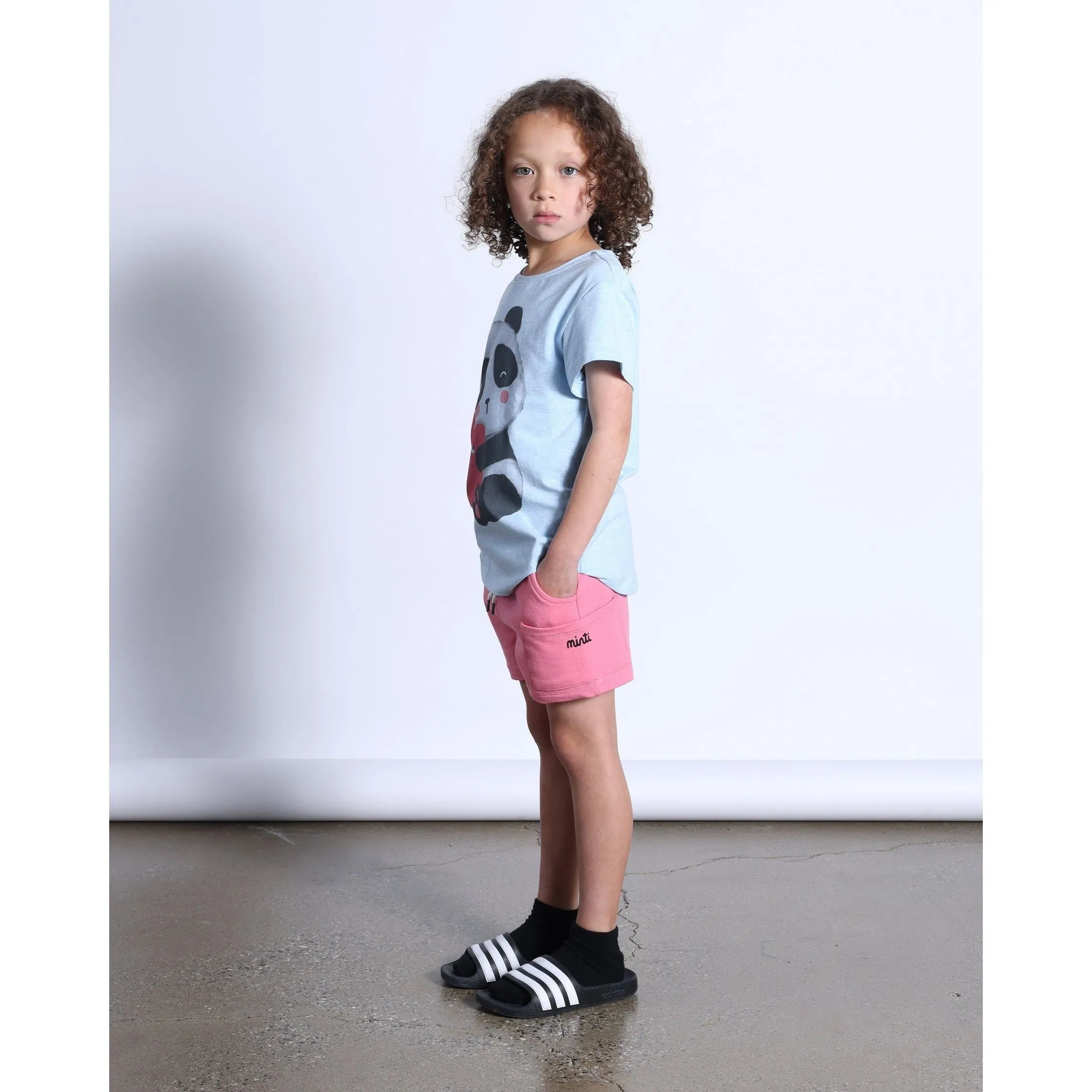 Panda Hug Tee- Cornflower Marle