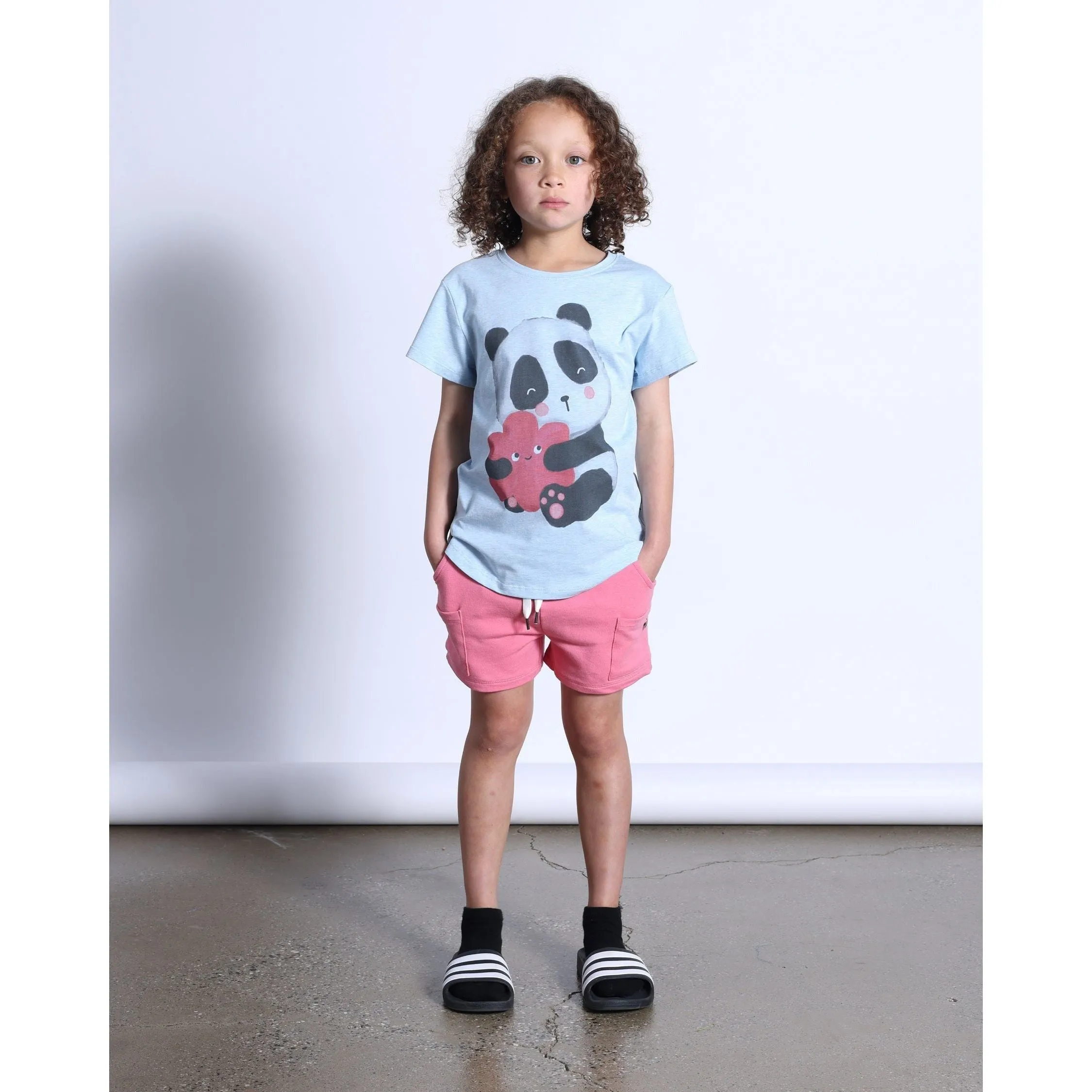 Panda Hug Tee- Cornflower Marle
