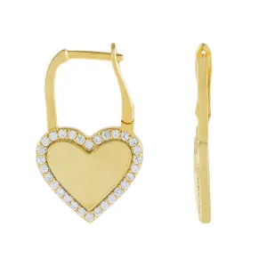 Pavé X Solid Heart Huggie Earring