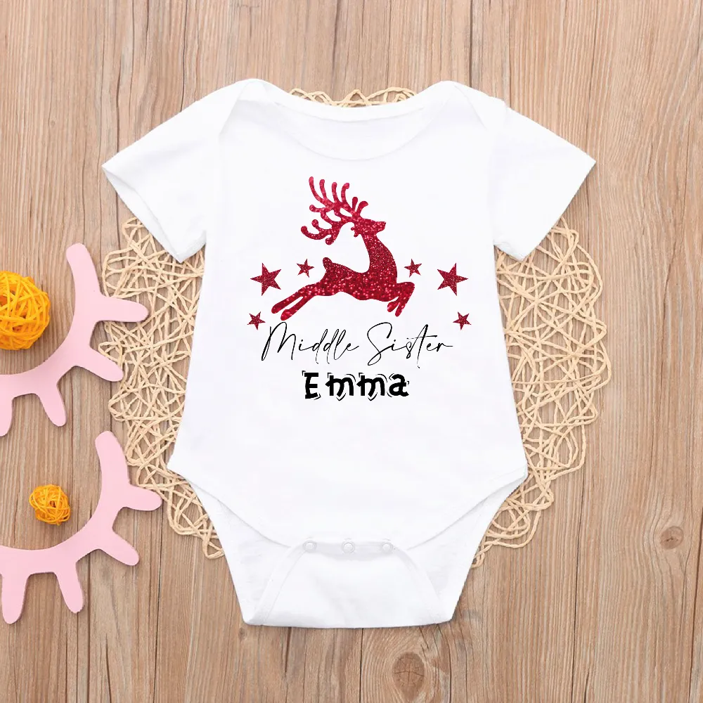 Personalised Matching Family Christmas T-shirts - Big Sister, Little Brother, Baby Sister, Mummy, Daddy
