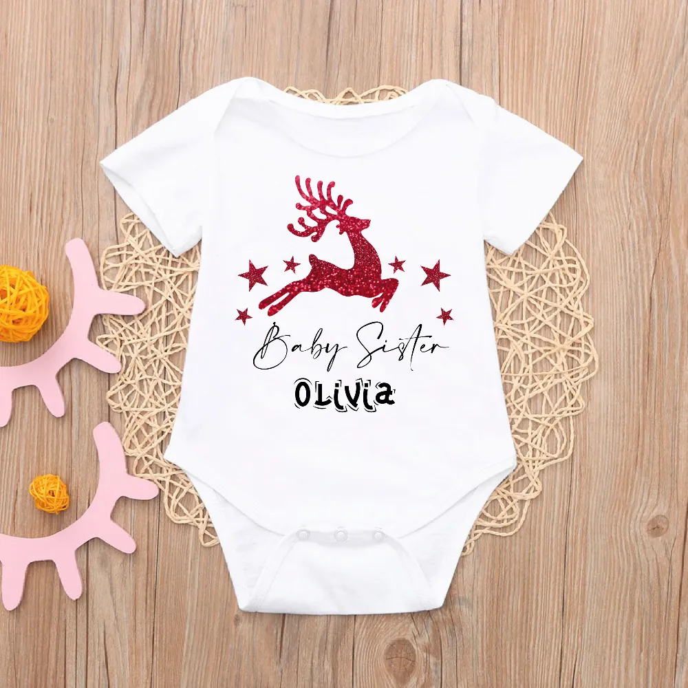 Personalised Matching Family Christmas T-shirts - Big Sister, Little Brother, Baby Sister, Mummy, Daddy