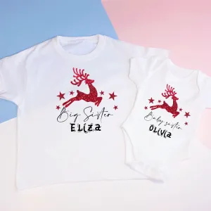 Personalised Matching Family Christmas T-shirts - Big Sister, Little Brother, Baby Sister, Mummy, Daddy