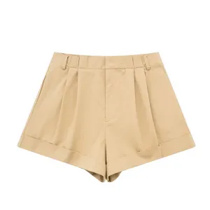 Pleated High Waist Shorts