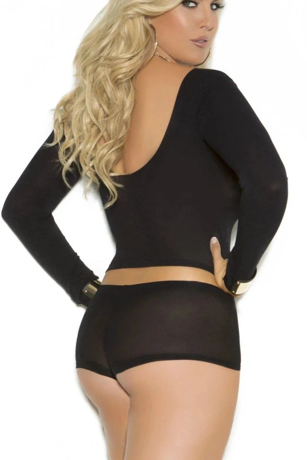 Plus Size Long Sleeve Cami With Booty Shorts