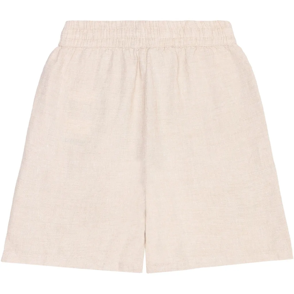 Posey wide mid-rise linen shorts in light feather grey